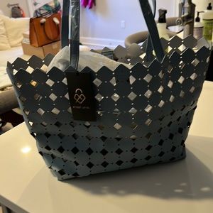 Street level shoulder bag, light blue tooled. NWT